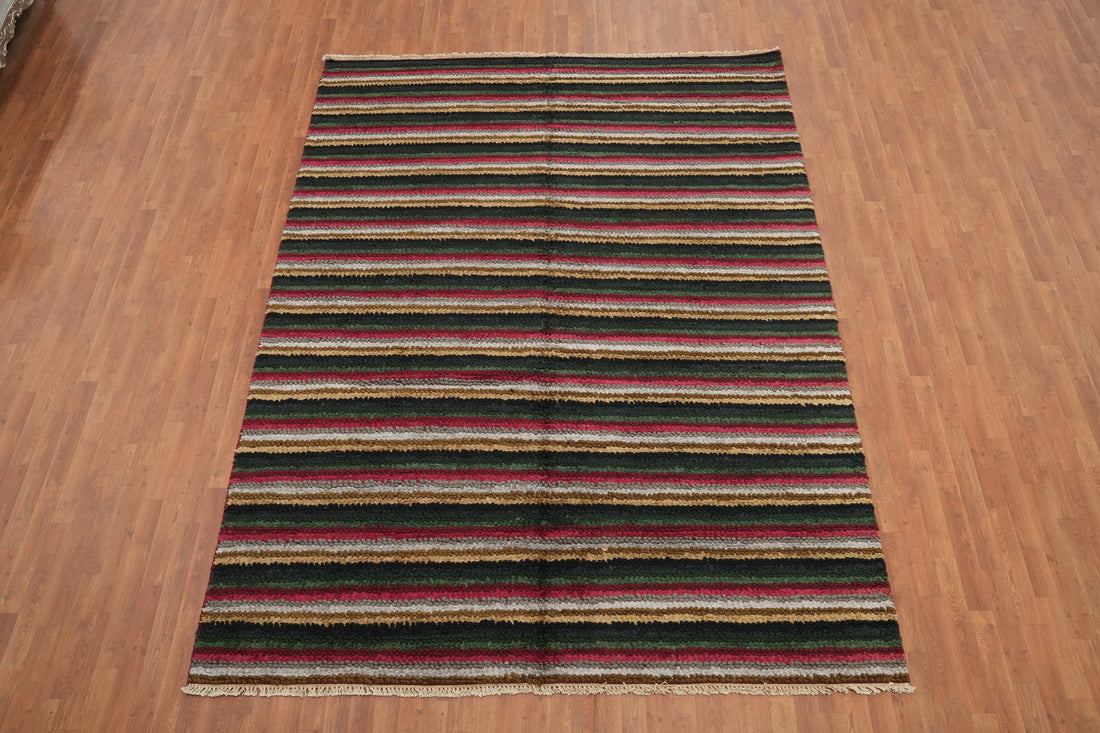 Silk Stripe Modern Oriental Area Rug 8x11