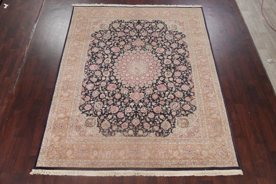 Black Floral Tabriz Oriental Area Rug 8x10