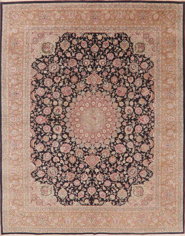 Black Floral Tabriz Oriental Area Rug 8x10