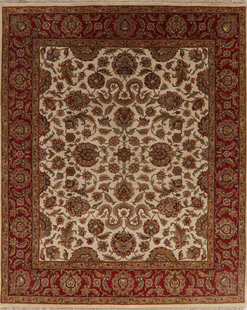 All-Over Floral Ivory Agra Oriental Area Rug 8x10