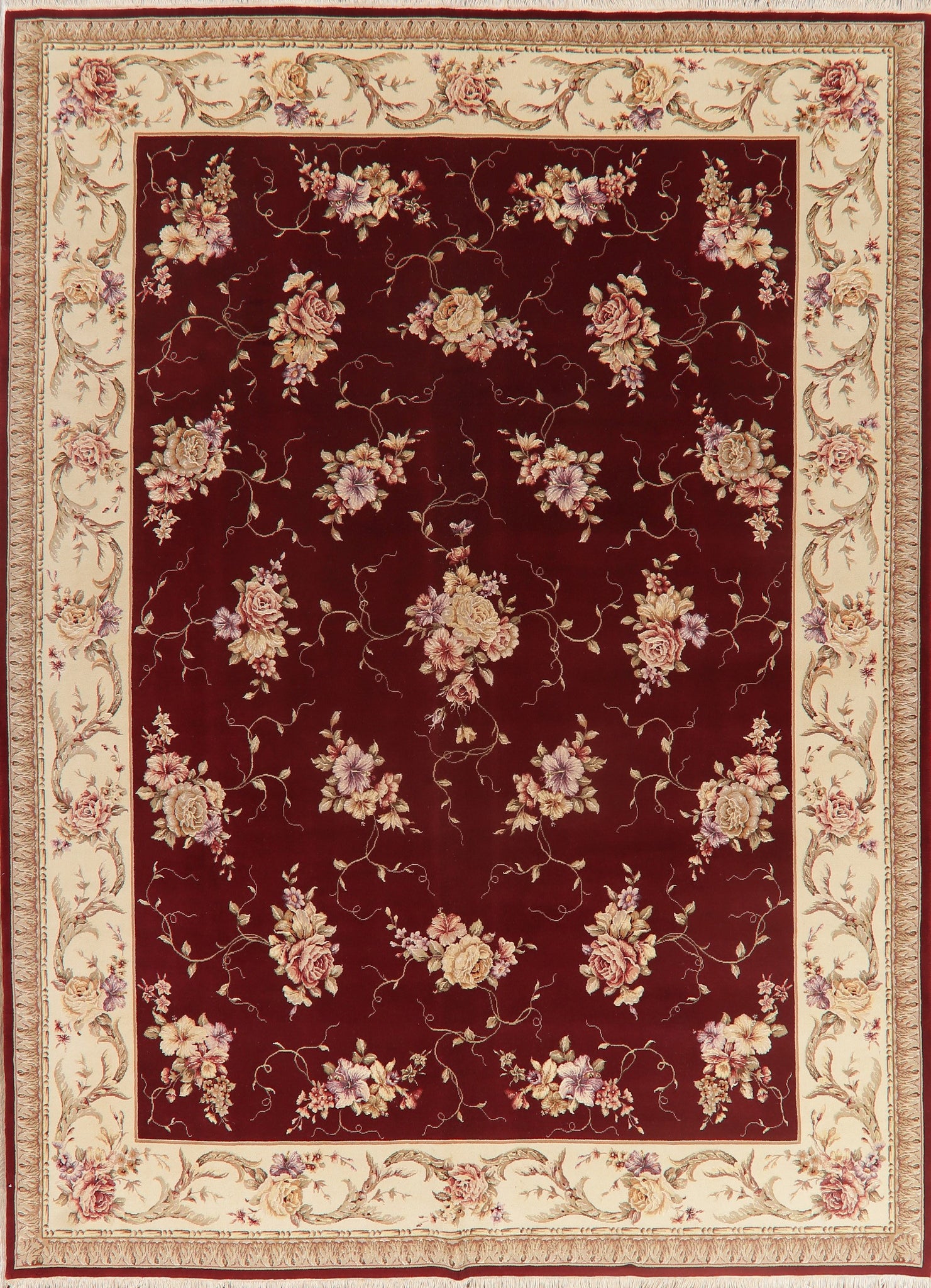 Floral Red Aubusson Oriental Area Rug 8x12