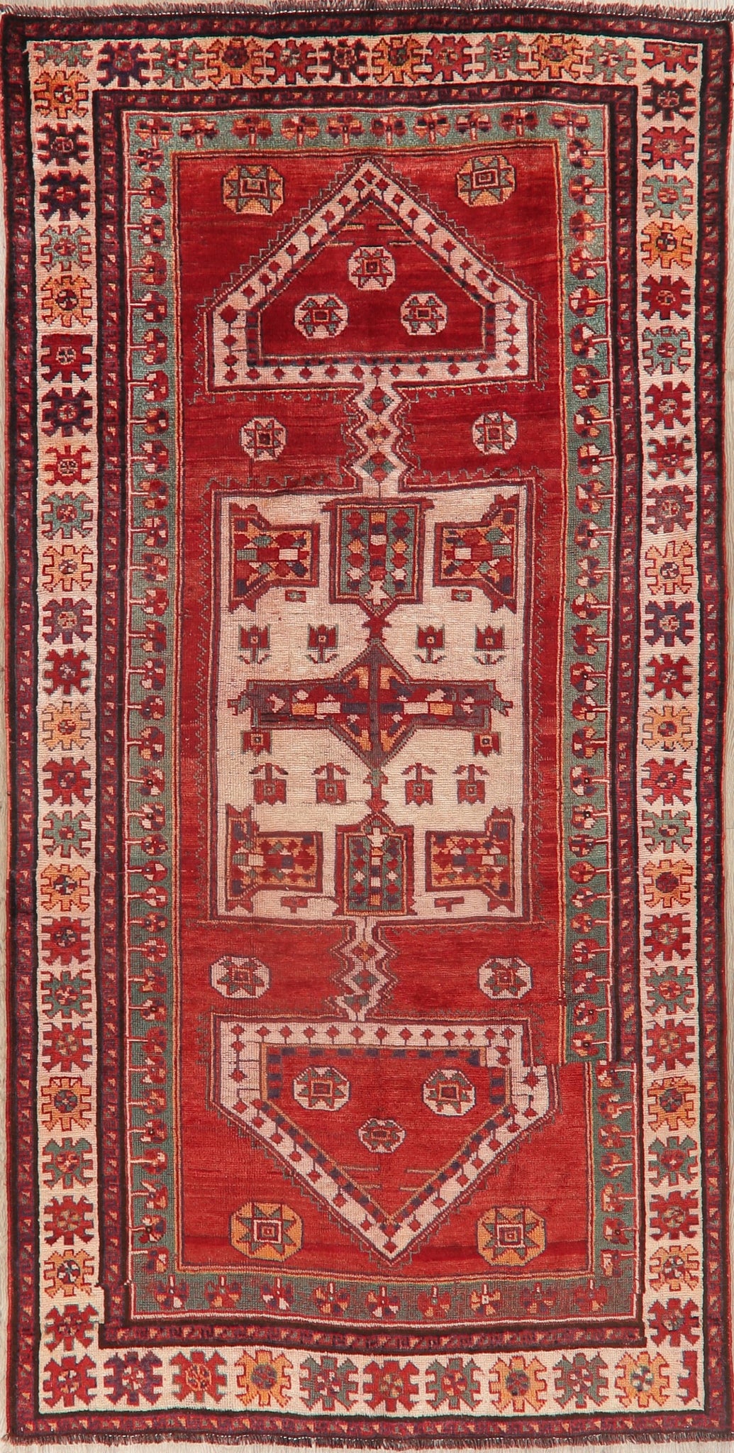 Antique Geometric Red Lori Persian Area Rug 5x10