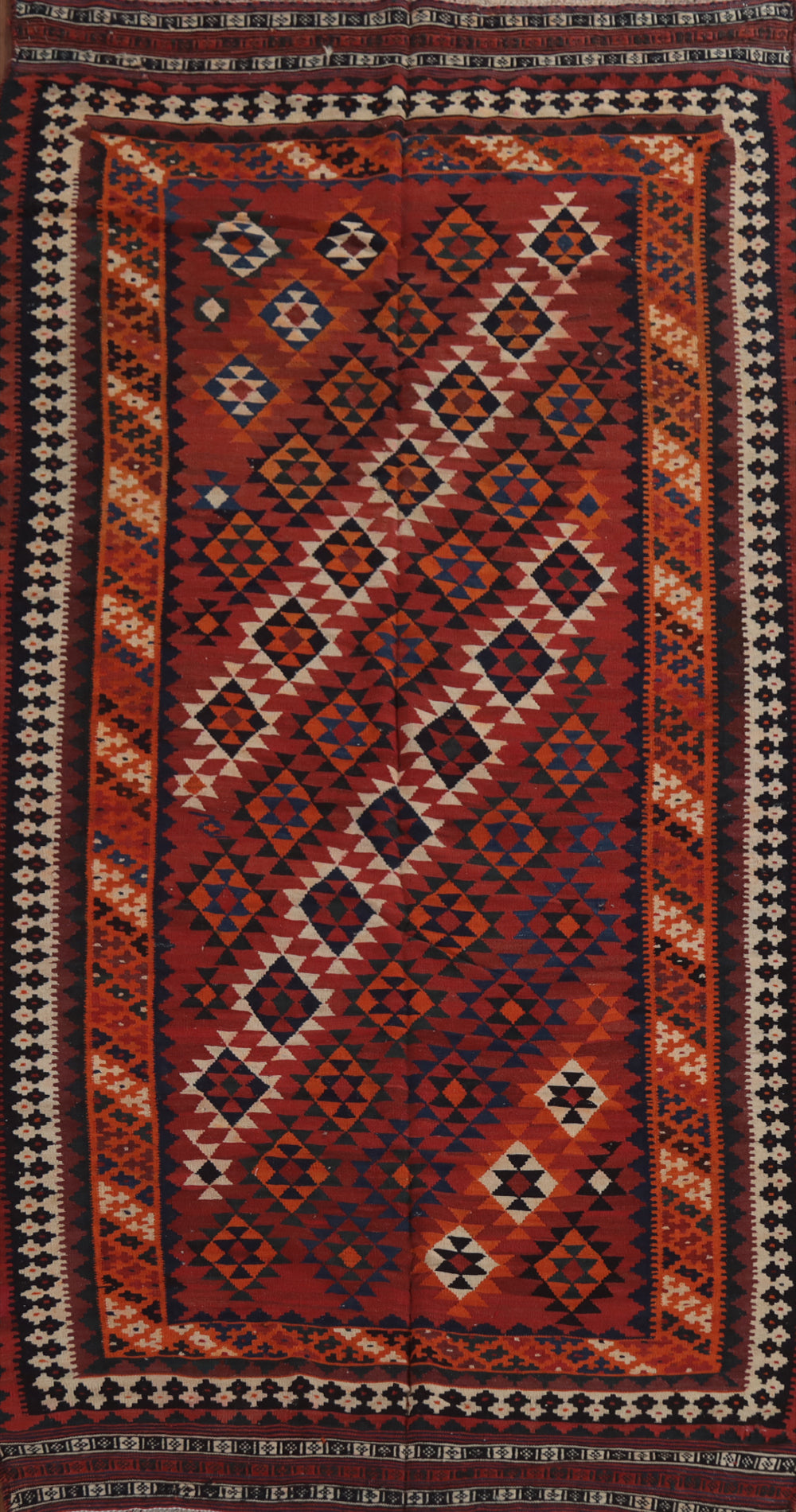 Vintage Geometric Kilim Qashqai Persian Rug 5x10