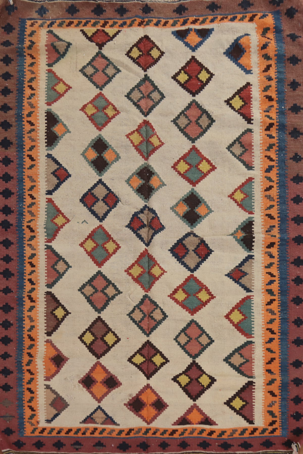 All-Over Geometric Kilim Persian Rug 4x6