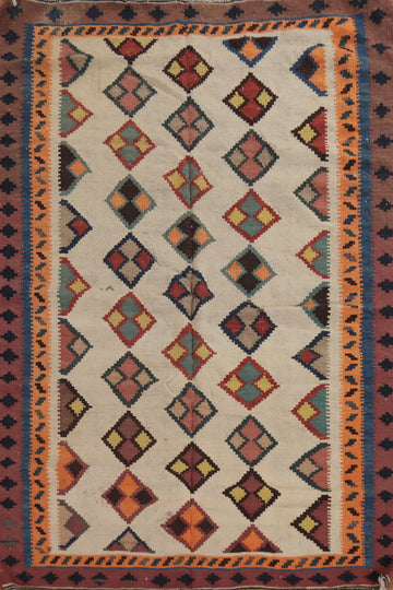 All-Over Geometric Kilim Persian Rug 4x6