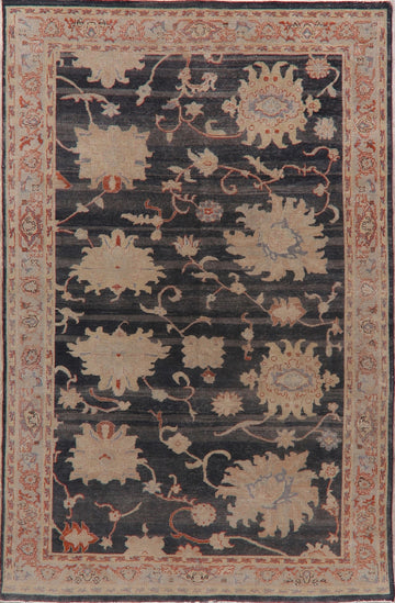 Charcoal Oushak Turkish Area Rug 6x9