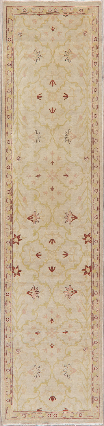 Vegetable Dye Beige Oushak Egyptian Runner Rug 3x11