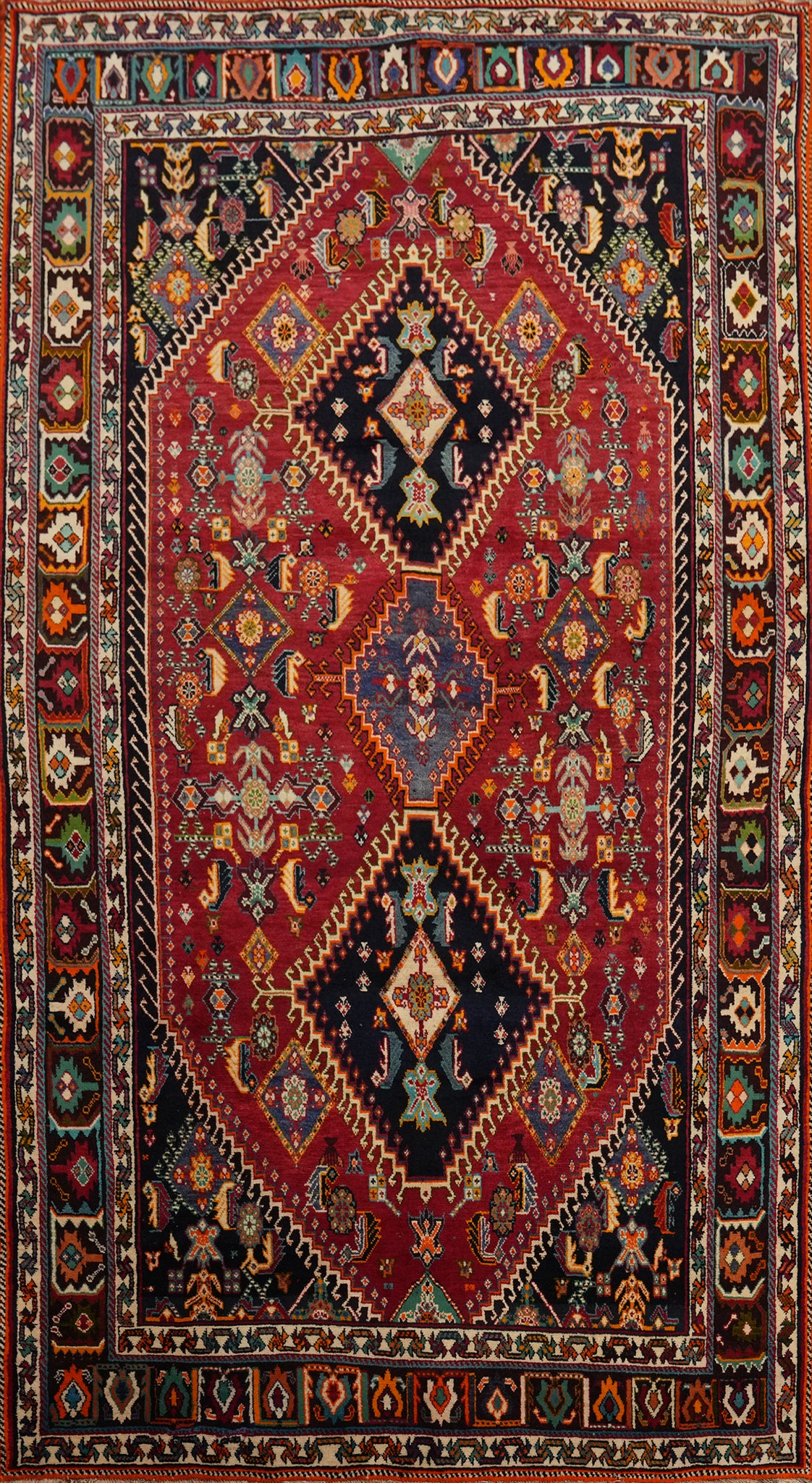 Vintage Kashkoli Nafar Vegetable Dye Persian Rug 5x10