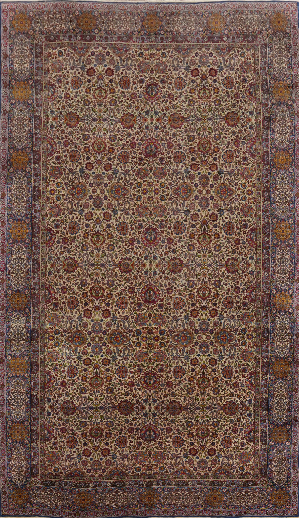 Antique Kerman Lavar Persian Large Rug 11x19