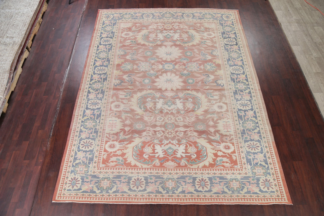 Antique Rust Floral Oushak Turkish Area Rug 9x12