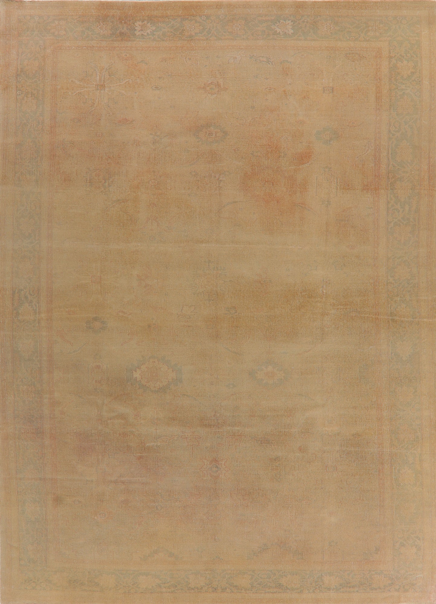 Vegetable Dye Antique Floral Oushak  Turkish Area Rug 10x13
