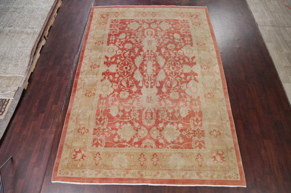 Vegetable Dye Floral Oushak Egyptian Rust Area Rug 9x13