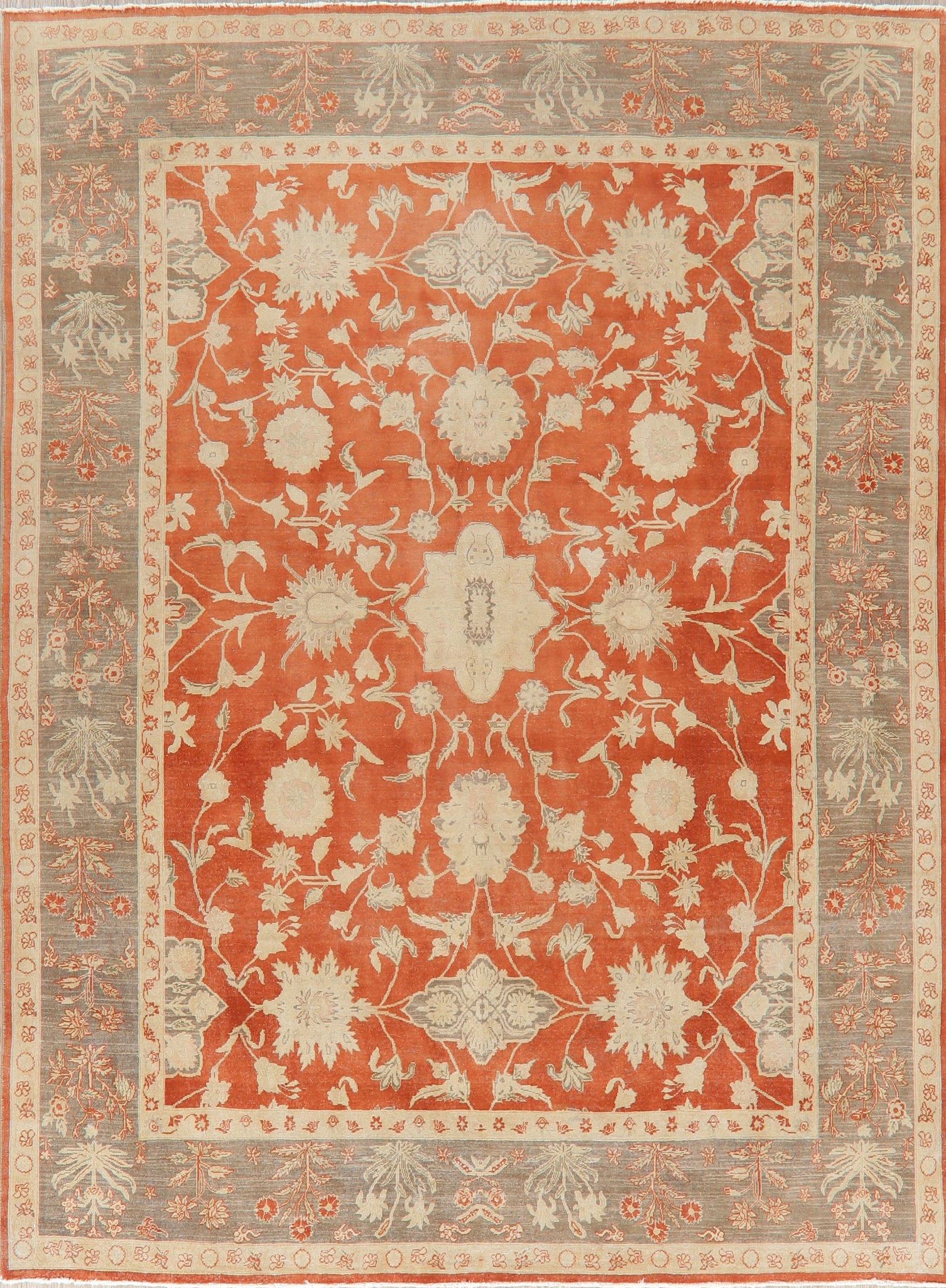 Rust Floral Oushak Egyptian Area Rug 8x11
