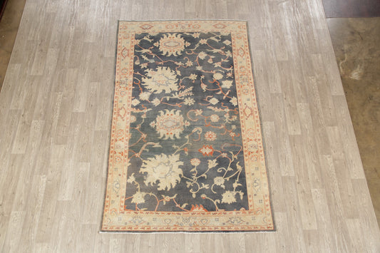 Vegetable Dye Floral Oushak Turkish Area Rug 6x9