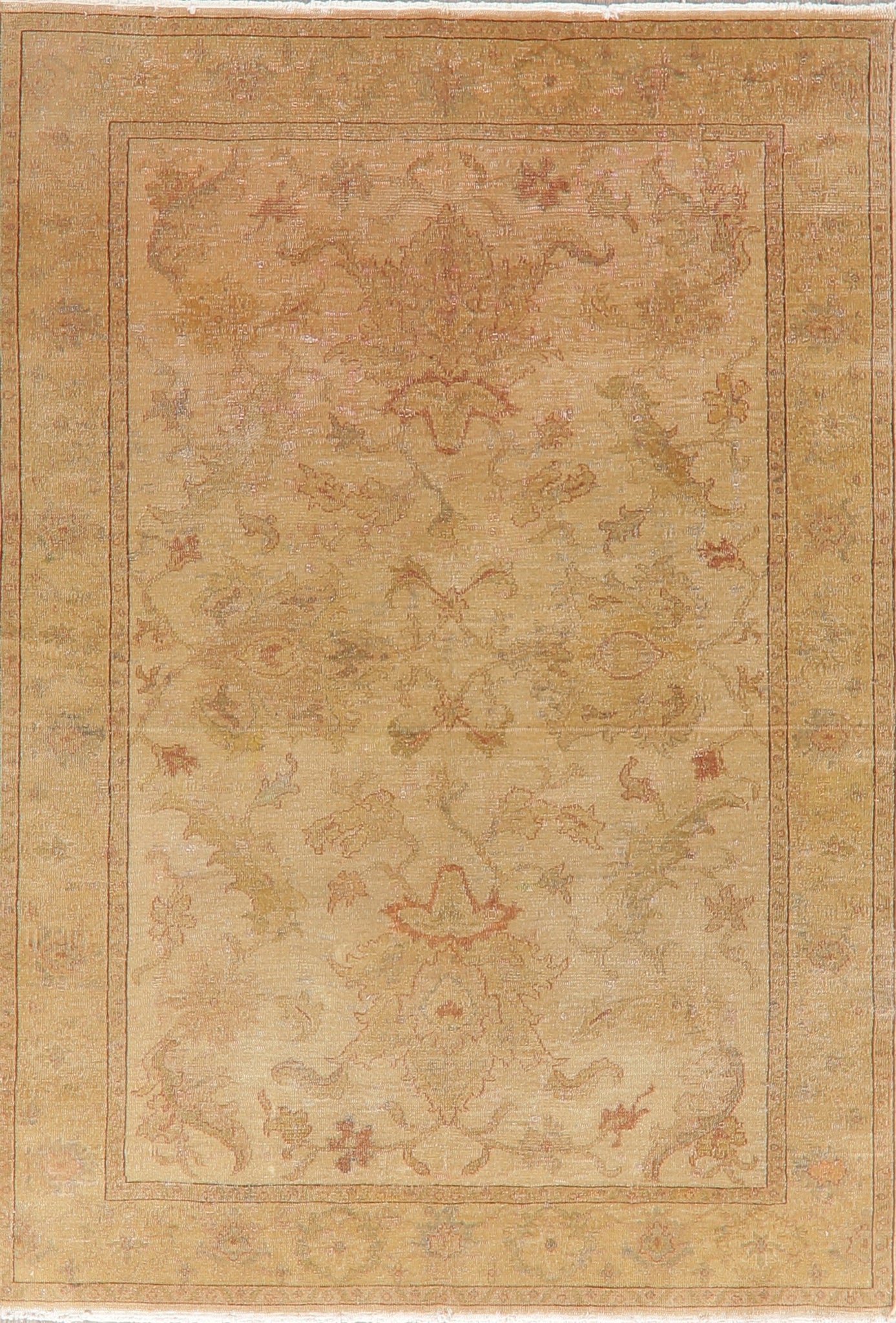 Vegetable Dye Antique Floral Oushak Turkish Area Rug 5x7