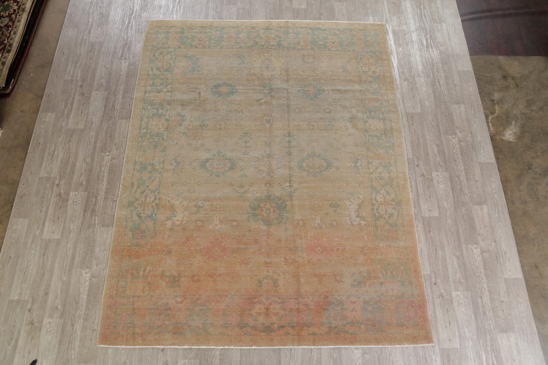 Antique Vegetable Dye Oushak Turkish Area Rug 8x10