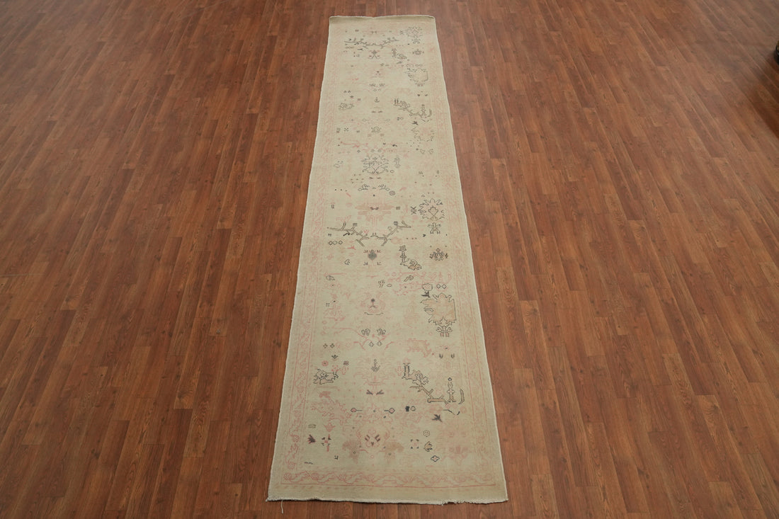 Vegetable Dye Oushak Egyptian Runner Rug 3x12