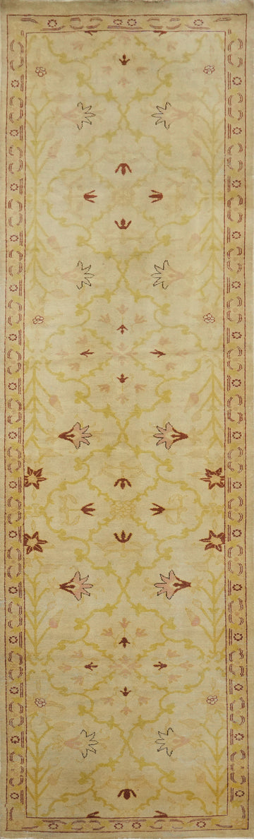 Vegetable Dye Floral Oushak Egyptian Runner Rug 3x11