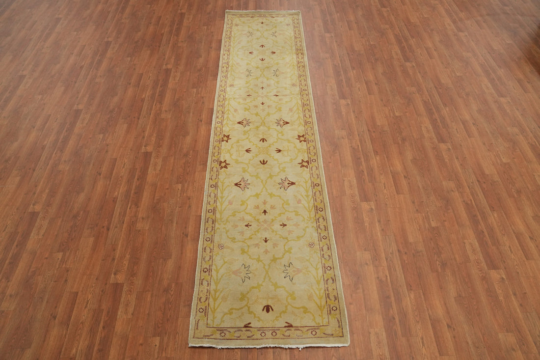 Vegetable Dye Floral Oushak Egyptian Runner Rug 3x11