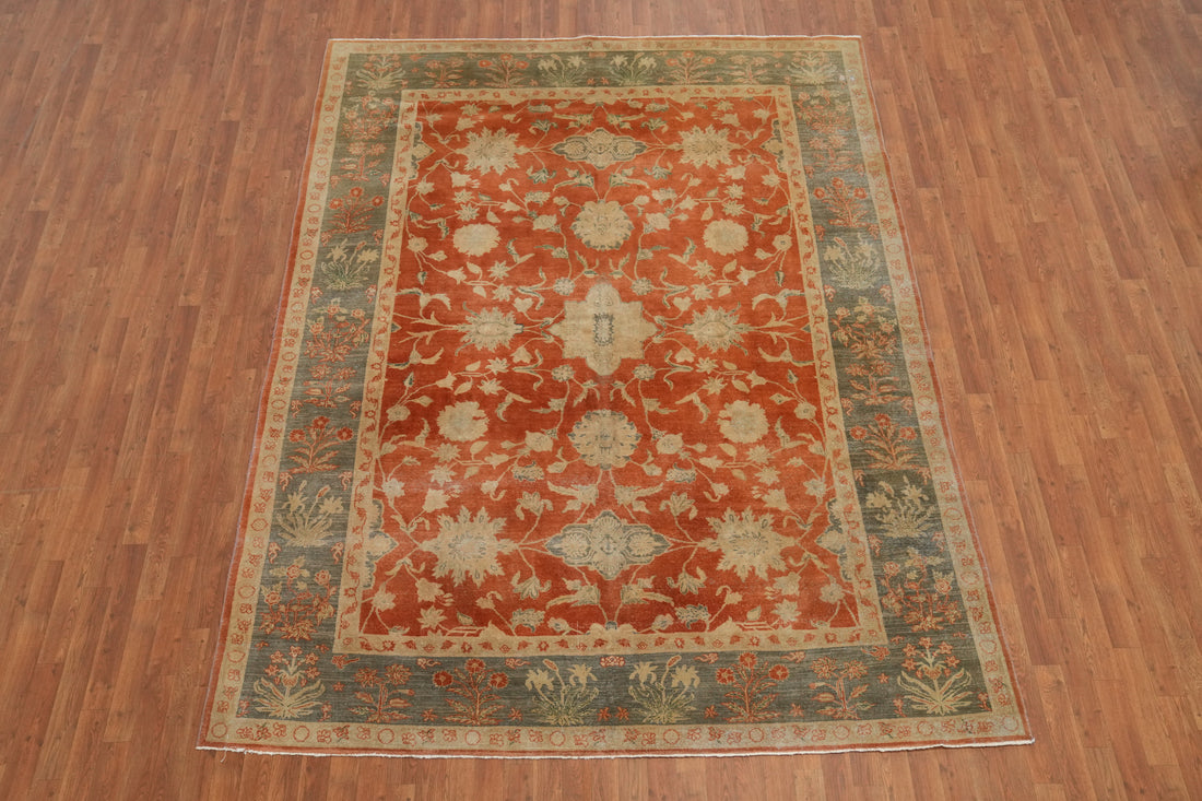 Antique Vegetable Dye Oushak Turkish Area Rug 8x11