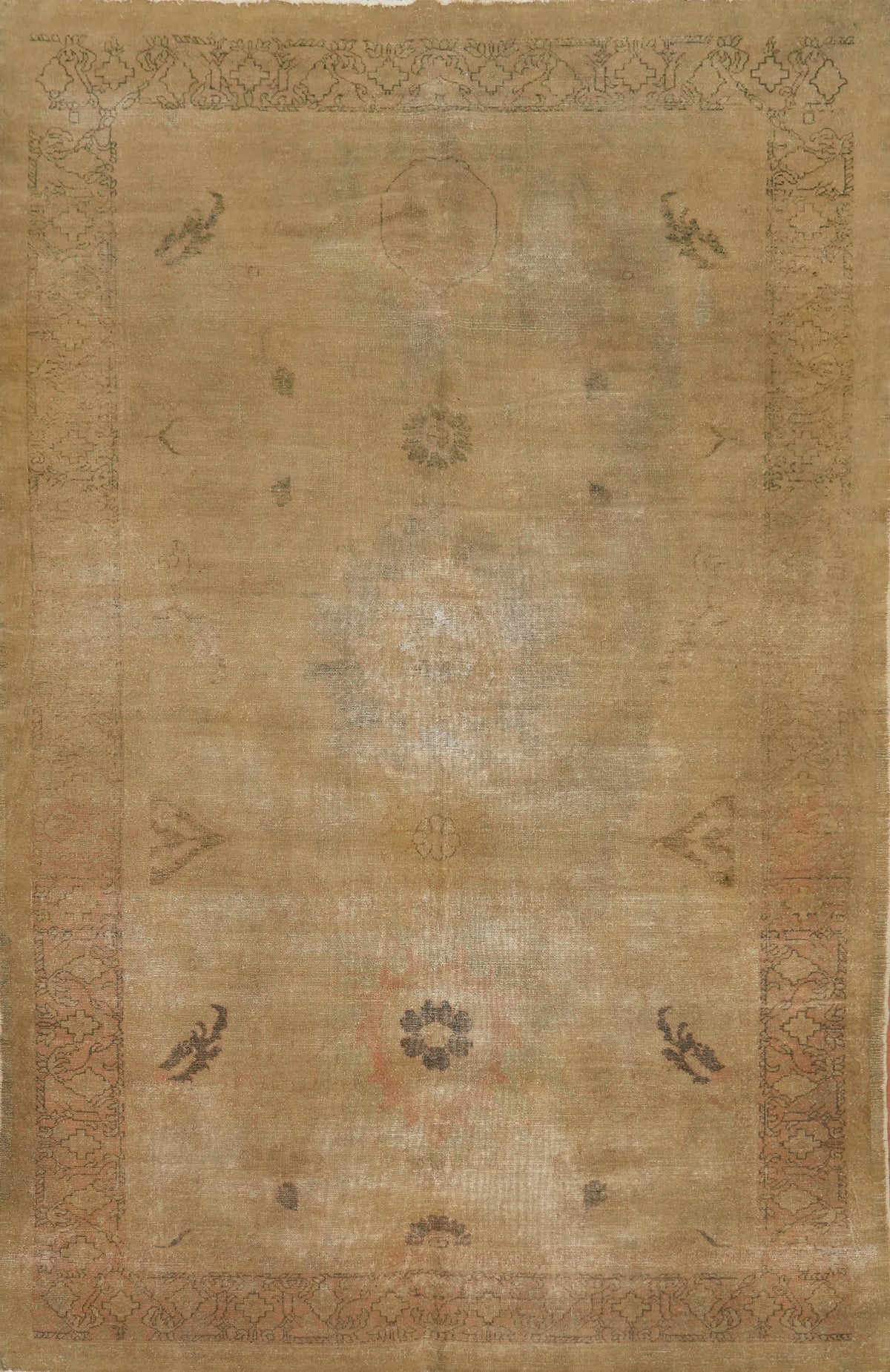 Antique Vegetable Dye Oushak Turkish Area Rug 6x8
