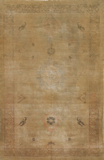 Antique Vegetable Dye Oushak Turkish Area Rug 6x8