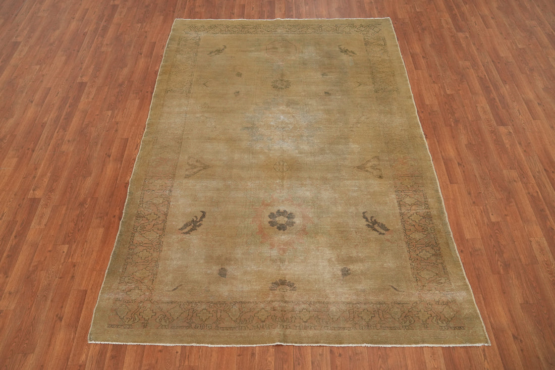 Antique Vegetable Dye Oushak Turkish Area Rug 6x8