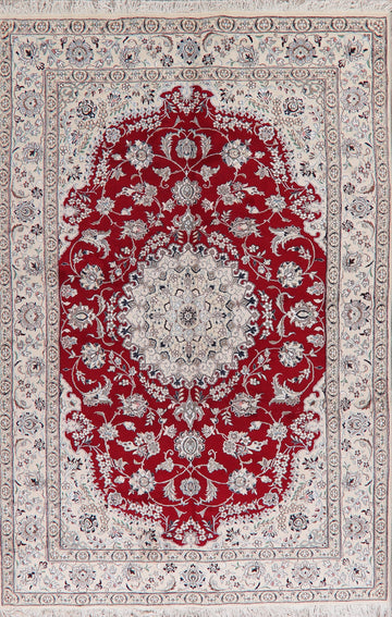 Floral Red Nain Persian Area Rug 7x10