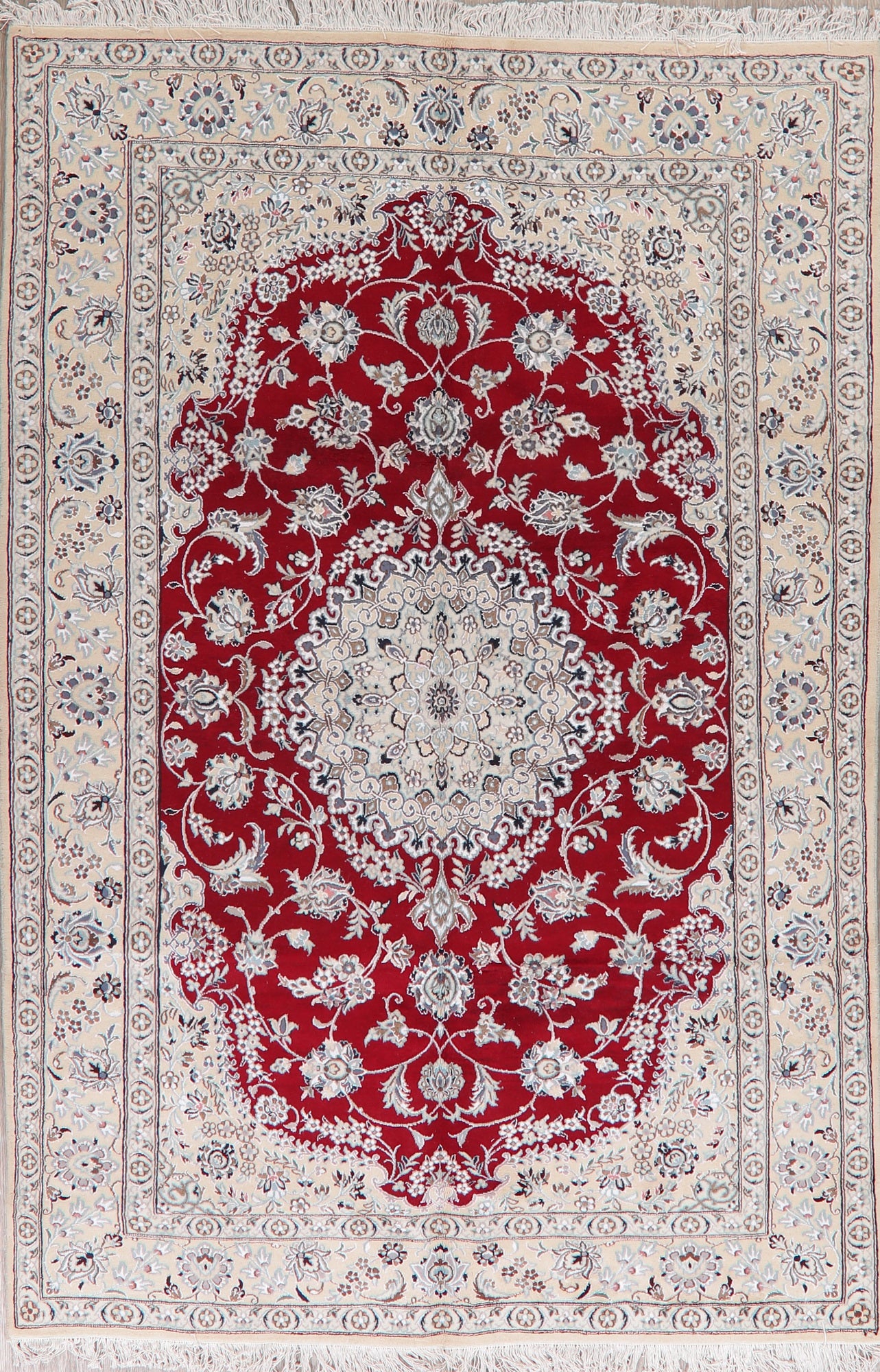 Floral Red Nain Persian Area Rug 6x10