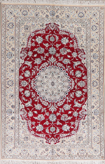 Floral Red Nain Persian Area Rug 6x10