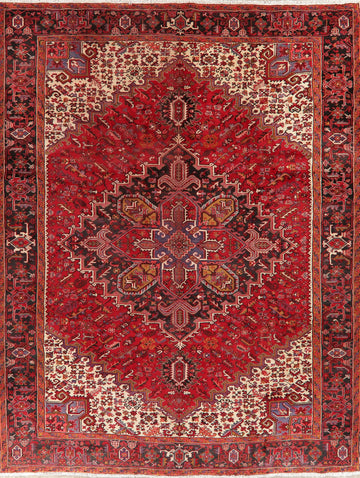 Geometric Red Heriz Persian Area Rug 10x13