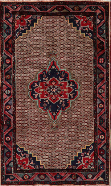 Brown Geometric Ardebil Persian Area Rug 4x7