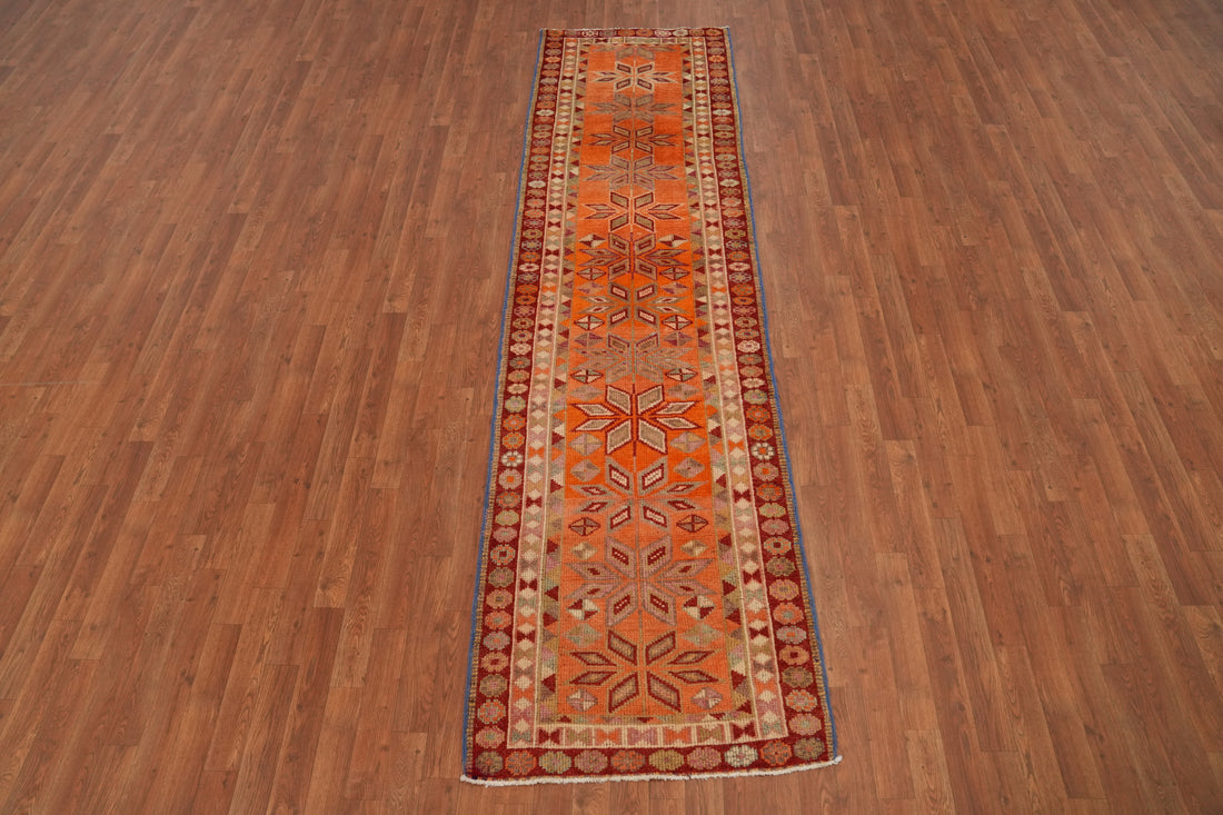 Geometric Anatolian Turkish Runner Rug 3x10