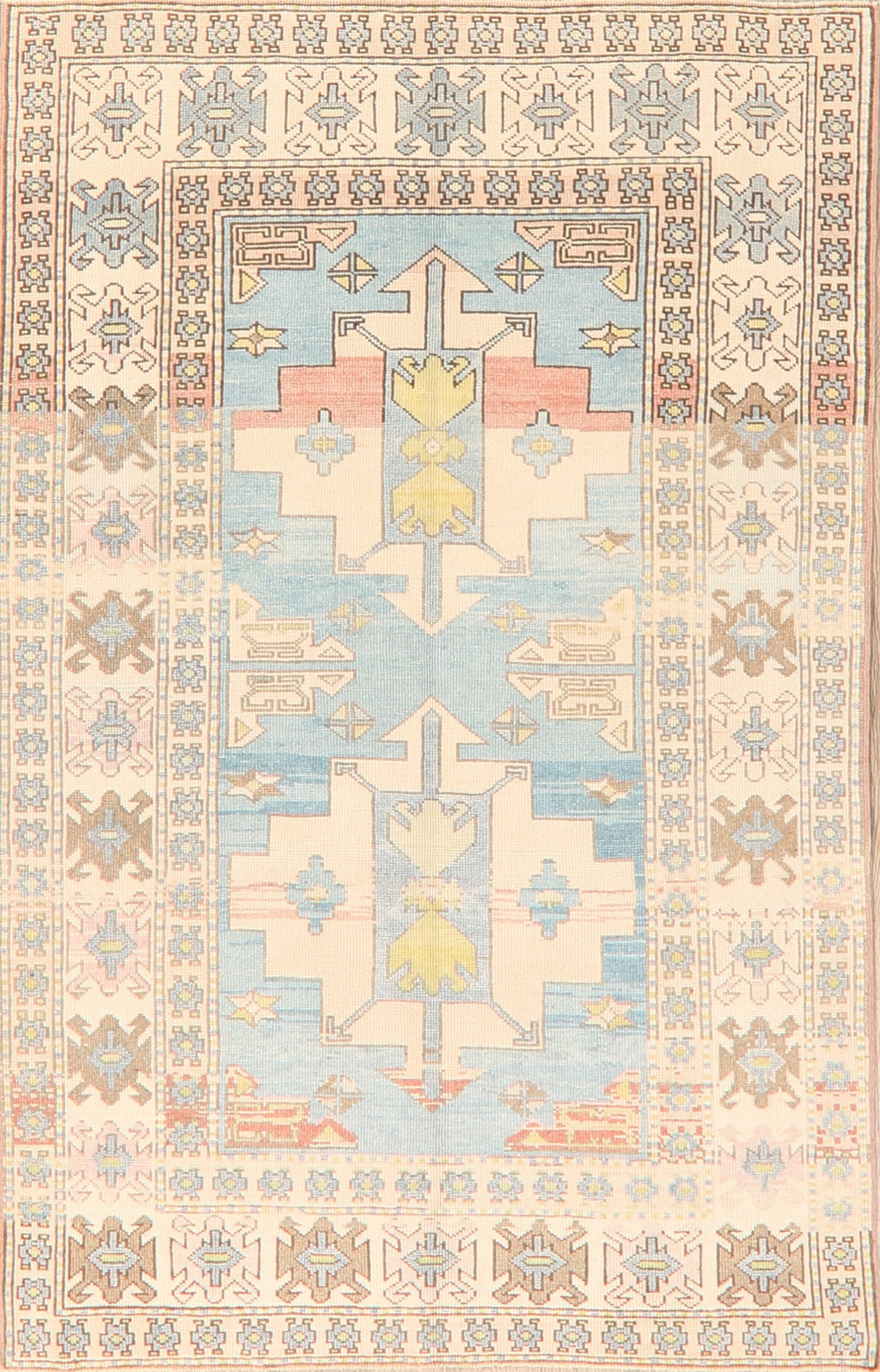 Geometric Anatolian Turkish Area Rug 5x7