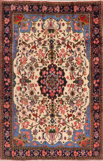Floral Ivory Bidjar Persian Area Rug 6x9
