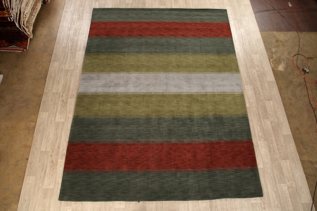 All-Over Striped Gabbeh Oriental Area Rug 9x12