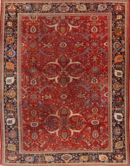 Pre-1900 Antique Sultanabad Vegetable Dye Persian Rug 11x14