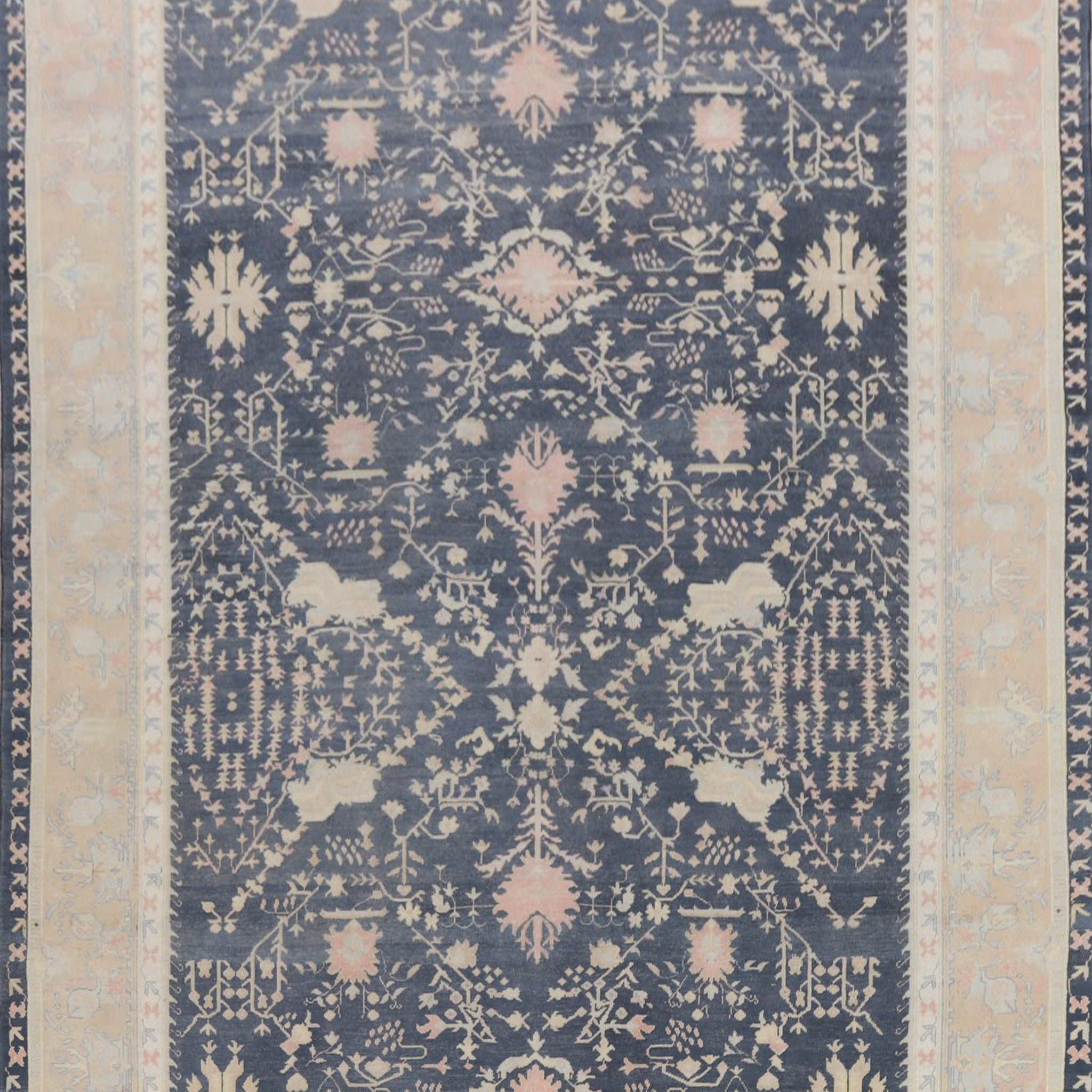 Vegetable Dye Geometric Oushak Turkish Area Rug 9x12