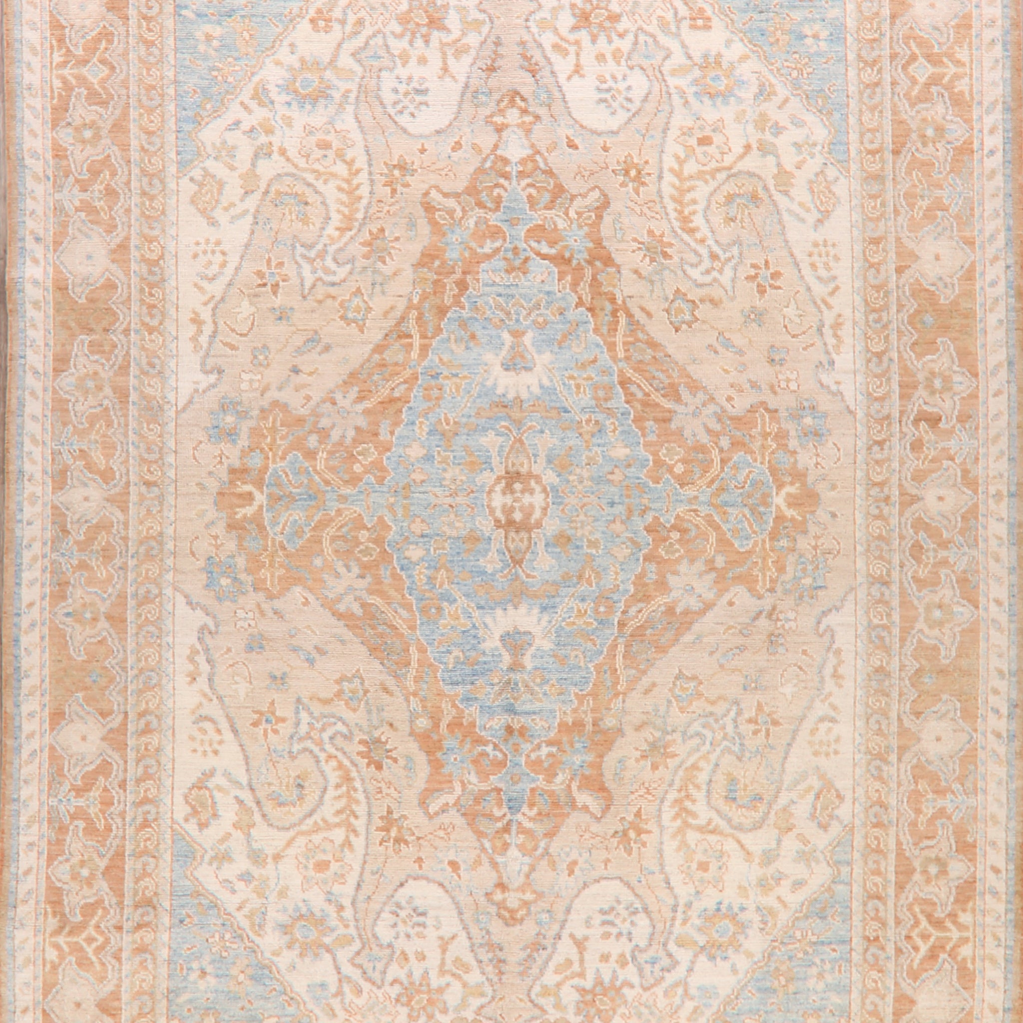 Vegetable Dye Geometric Oushak Turkish Area Rug 9x12