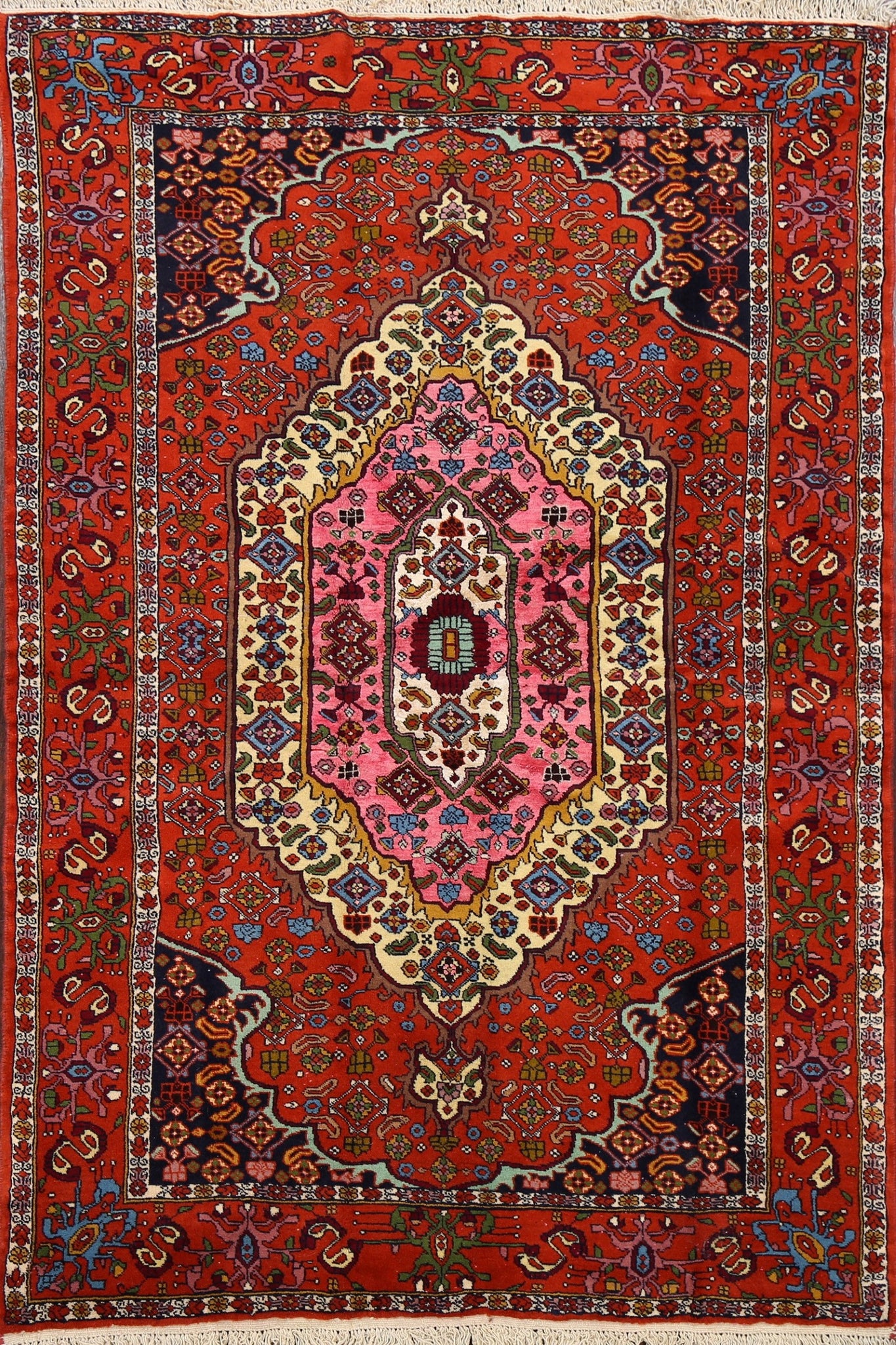 Wool & Silk Red Turkoman Persian Area Rug 4x6