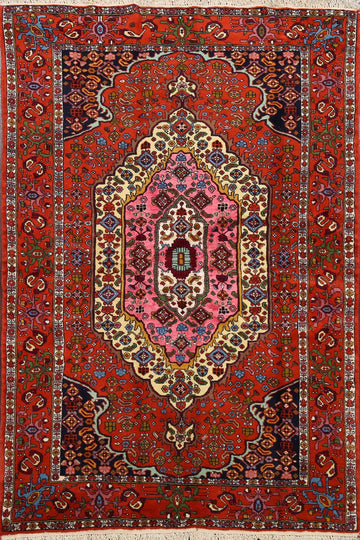 Wool & Silk Red Turkoman Persian Area Rug 4x6