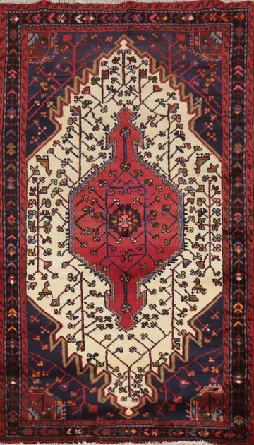 Handmade Wool Geometric Hamedan Persian Rug 3x6