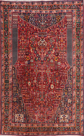 100% Vegetable Dye Red Kashkoli Persian Area Rug 5x8