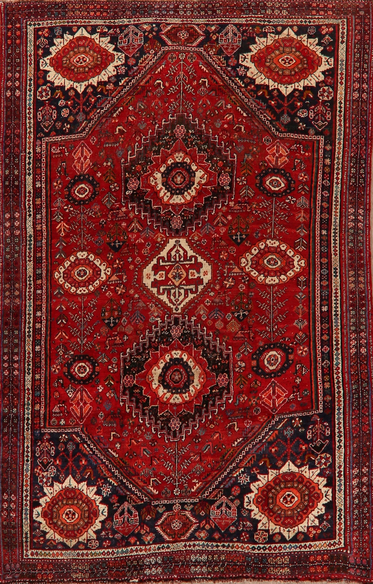 Antique Geometric Red Lori Persian Area Rug 5x8