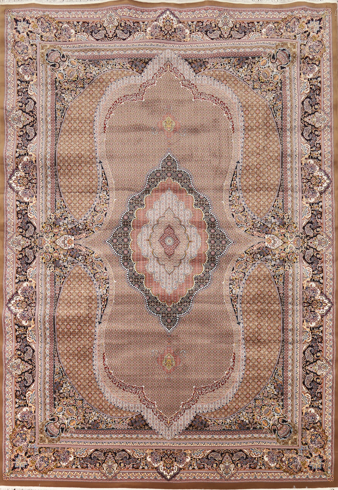Brown Geometric Tabriz Turkish Area Rug 8x12