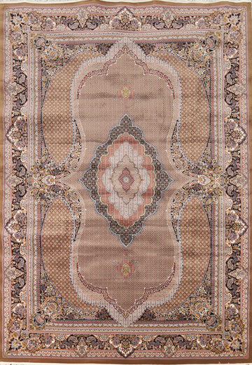 Brown Geometric Tabriz Turkish Area Rug 8x12