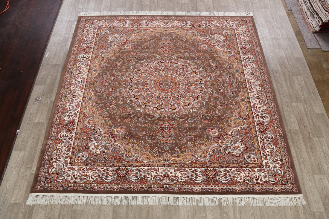 Floral Tabriz Turkish Brown Area Rug 8x10