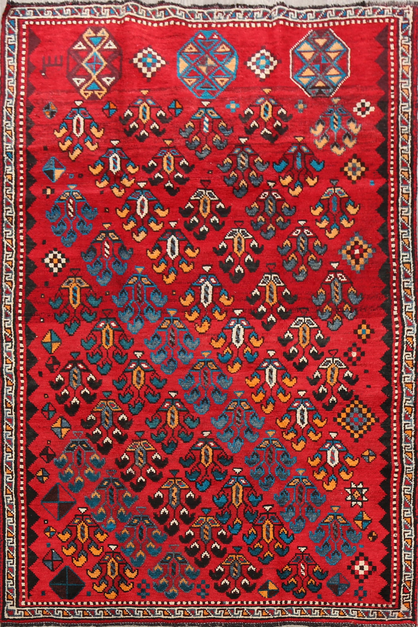 Vintage Geometric Red Lori Persian Area Rug 5x9