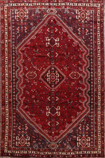 Tribal Geometric Red Shiraz Persian Area Rug 7x10