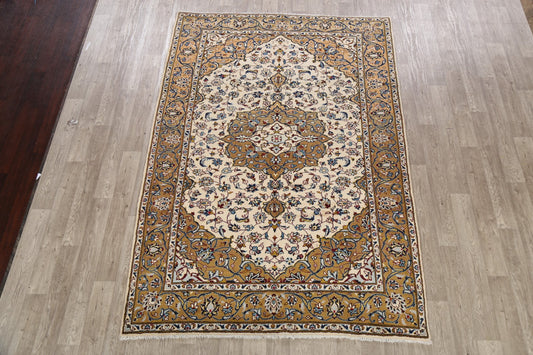 Vintage Floral Ivory Najafabad Persian Area Rug 7x9